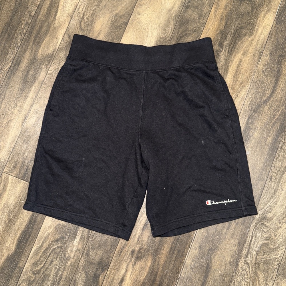 Champion Fleece Shorts Athleticwear Black Drawstring Pockets Men's Size M - Picture 1 of 7